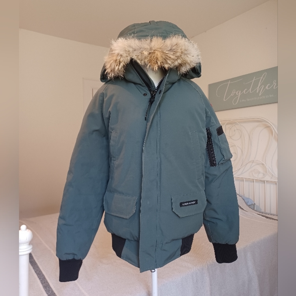 Canada Goose Green Bomber Jacket with Fur Hood